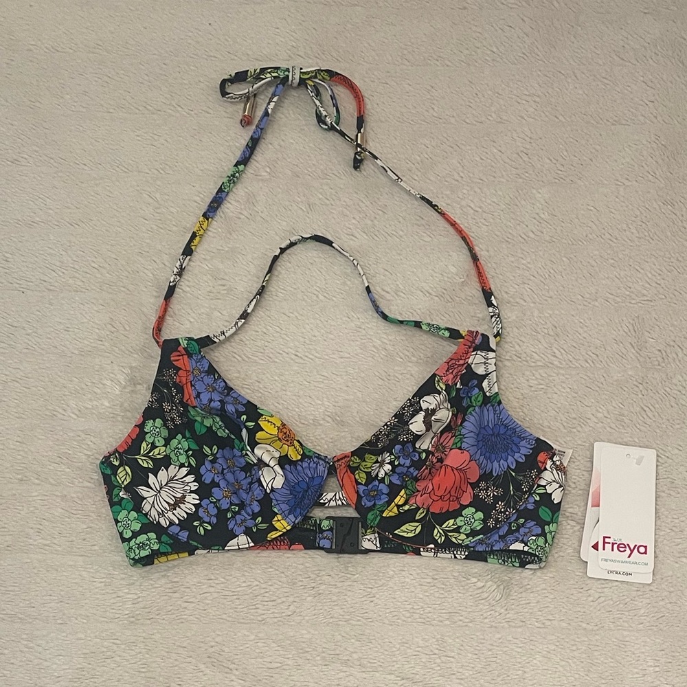 NWT Freya 30D Floral Haze Underwire Halter Bikini Top